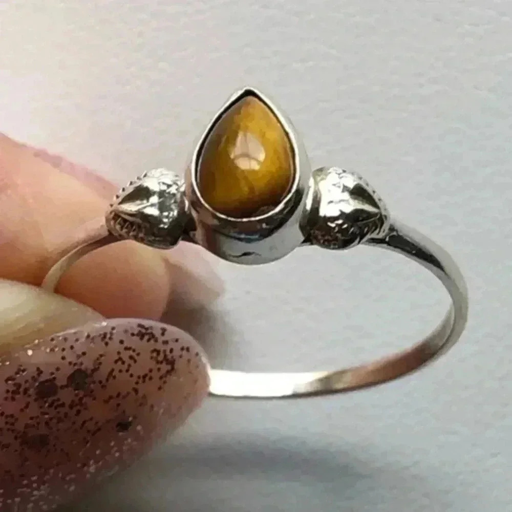 Tiger Eye Solid 925 Sterling Silver Ring NWT